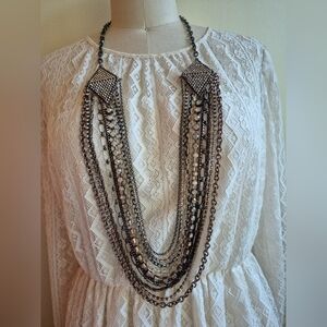 Chicos Multi-Row Mixed Tone Metals And Stones Statement Necklace or Belt